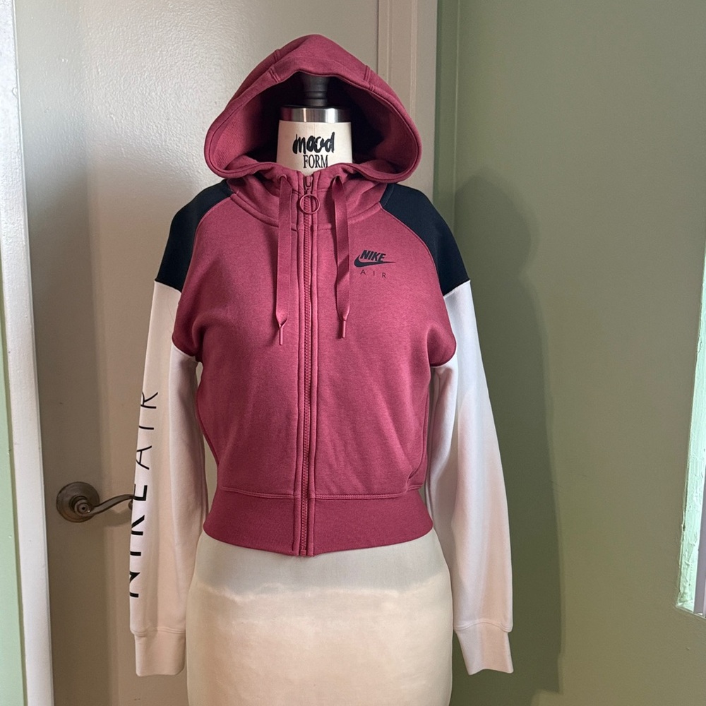 Nike Women's Cropped Rose and White Zip-Up Jacket